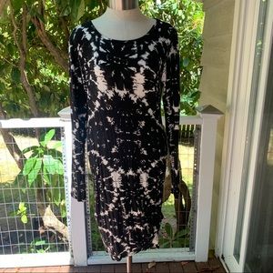 Loveappella Black & White Tie Dye Bodycon Dress M